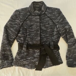 Sandro Blue Blazer with Peplum Waist and Structured Fit